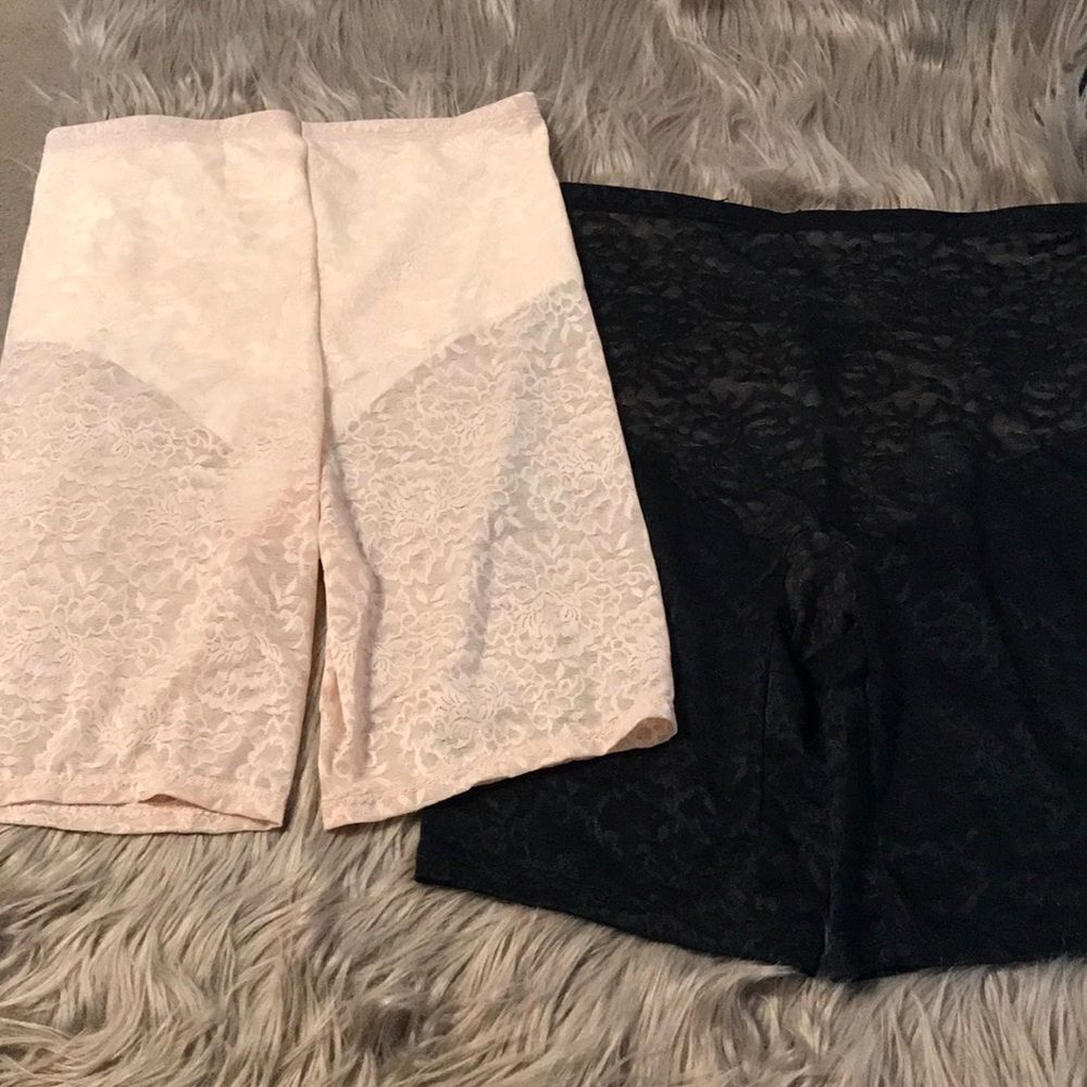 Lot of 2 Maidenform tummy thigh shaper black nude